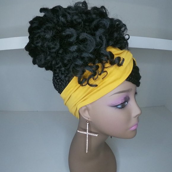 Headband Wig Goddess Box Braid Curly End Ponytail Wigs Updo Wigs for Black Women - Picture 2 of 8